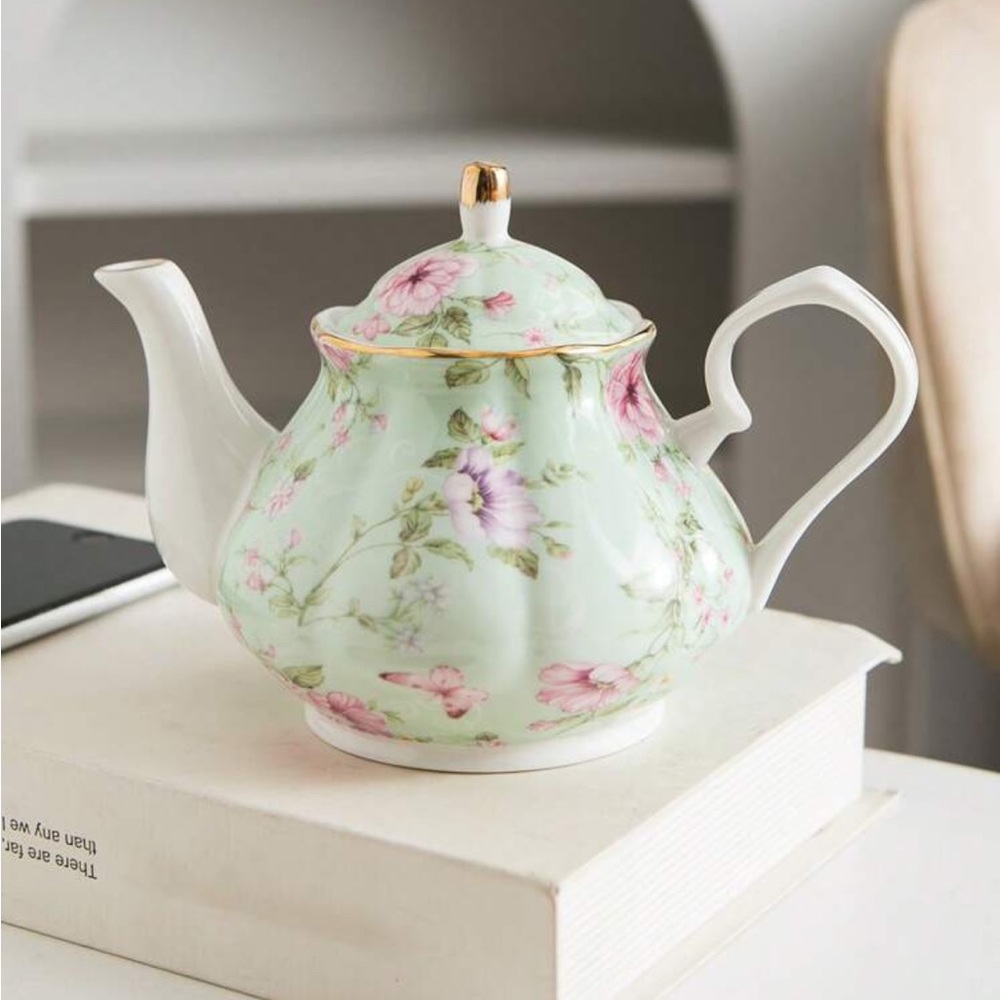 Mint Green Floral Teapot